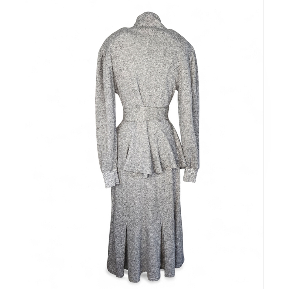 1980s Norma Kamali Vintage Gray Sweatshirt Jacket Size L and Skirt SIze M - Picture 3 of 16